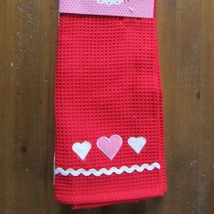 Set of 2 Valentine's Day Love Waffle Cloth Dish Towels